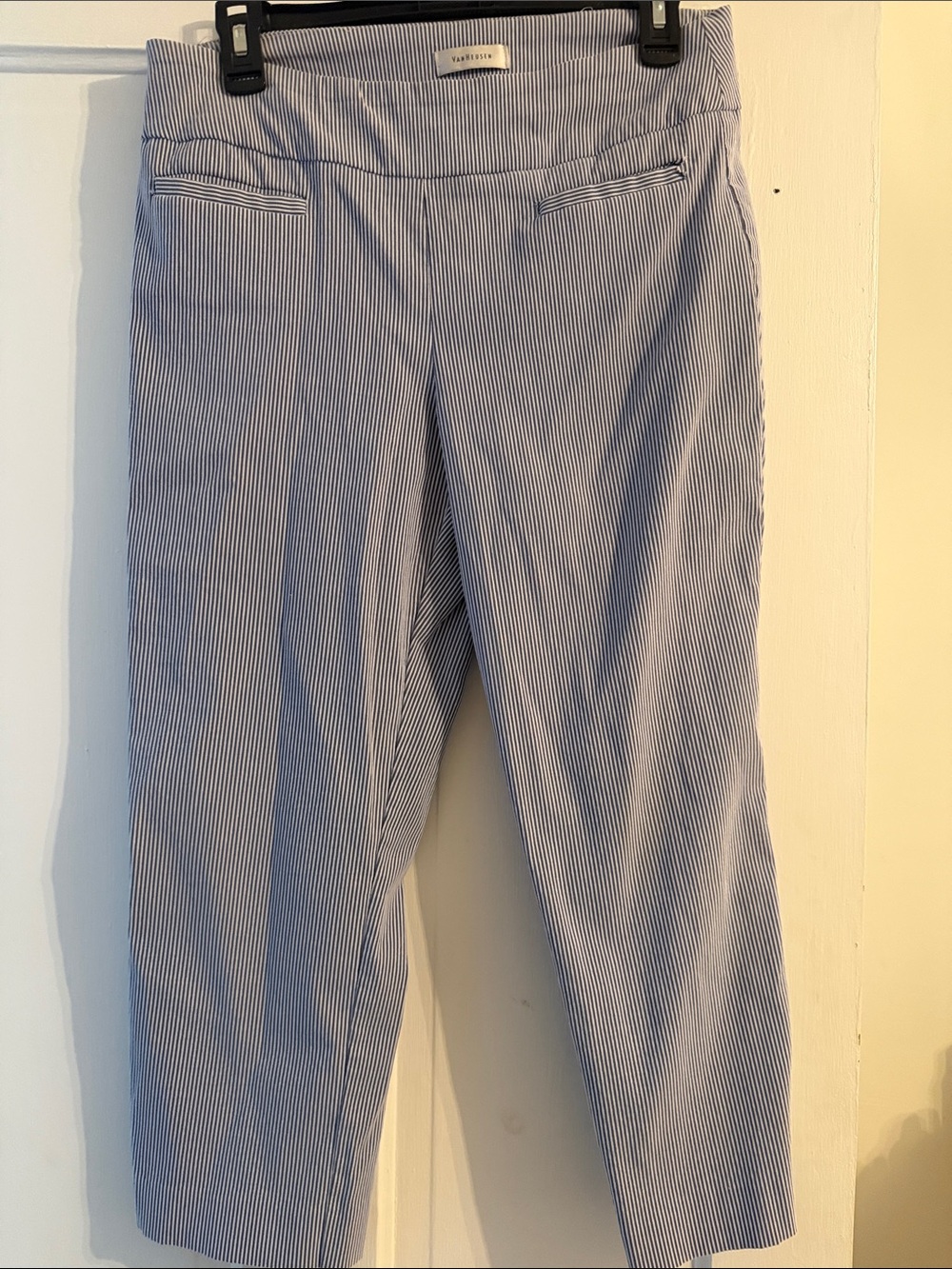 Van Heusen Blue Pinstripe Cropped Dress Pants